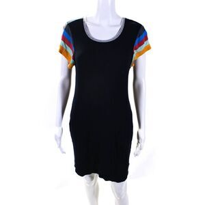 Splendid Gray Malin Womens Striped Short Sleeved Shirt Dress Navy Blue Size S